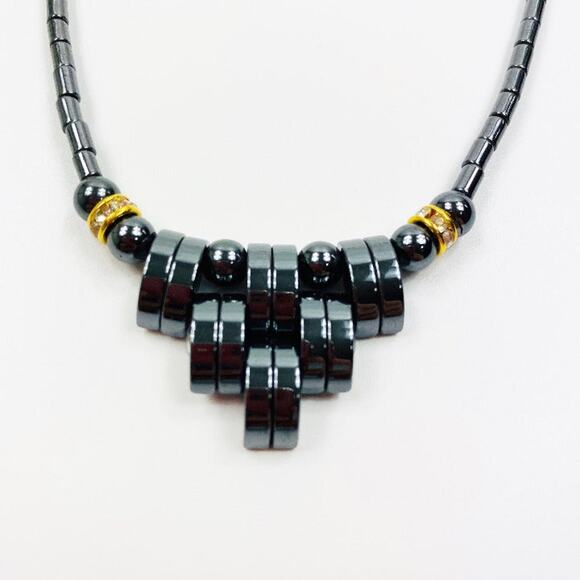 Fashion Charcoal Gold Beaded Set A Necklaces Lot of 2 - Picture 2 of 5